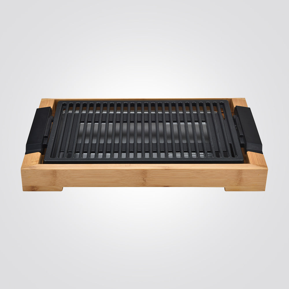 شواية كهربائية ريفية مع غلاف من الخيزران بقوة 2000 واط