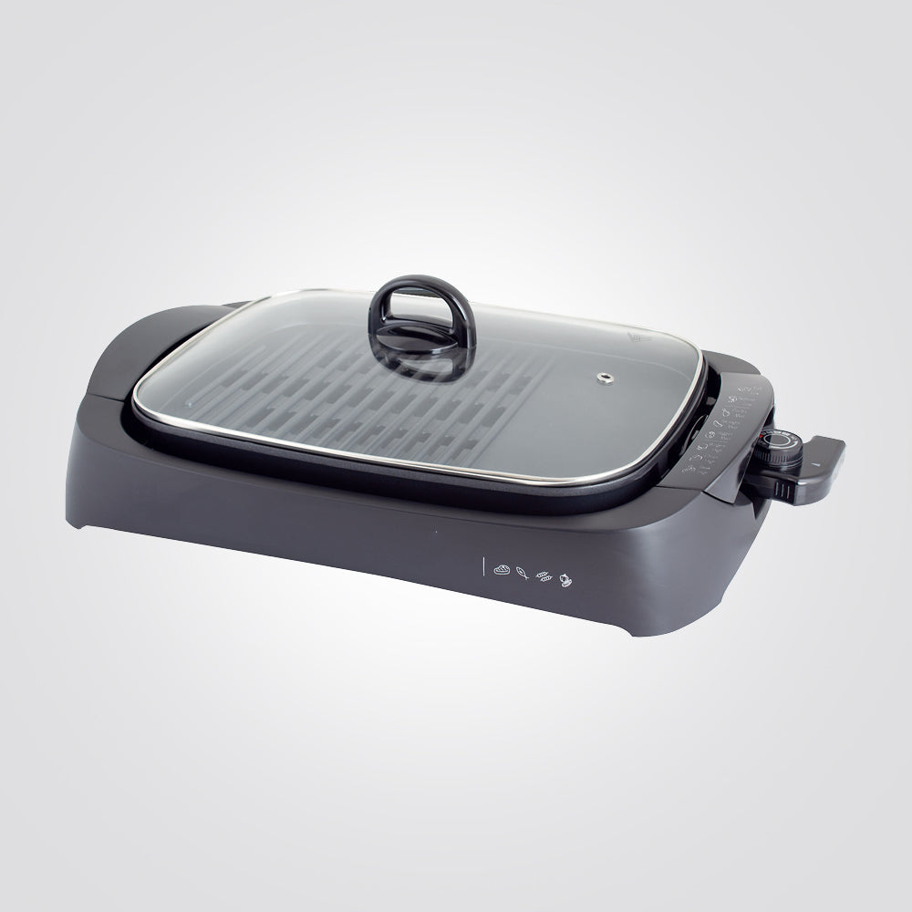 شواية كهربائية بقوة 2200 واط مع غطاء و5 إعدادات للحرارة