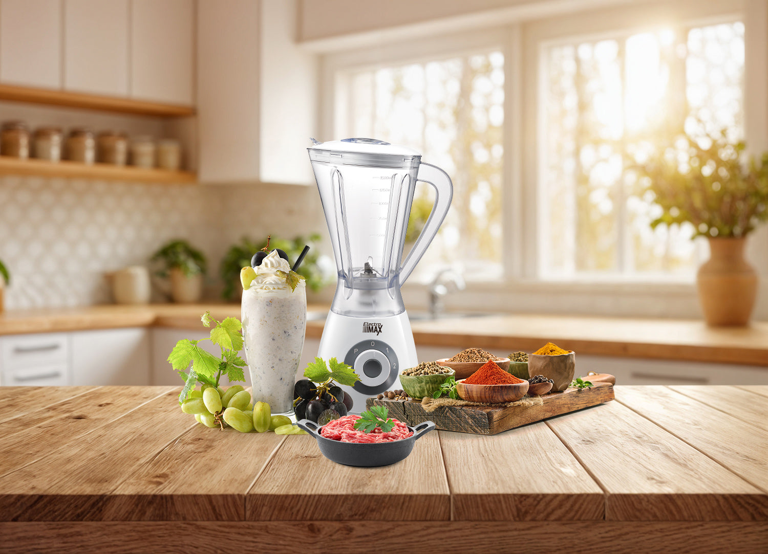 خلاط + مطحنة + مفرمة سعة 1.5 لتر