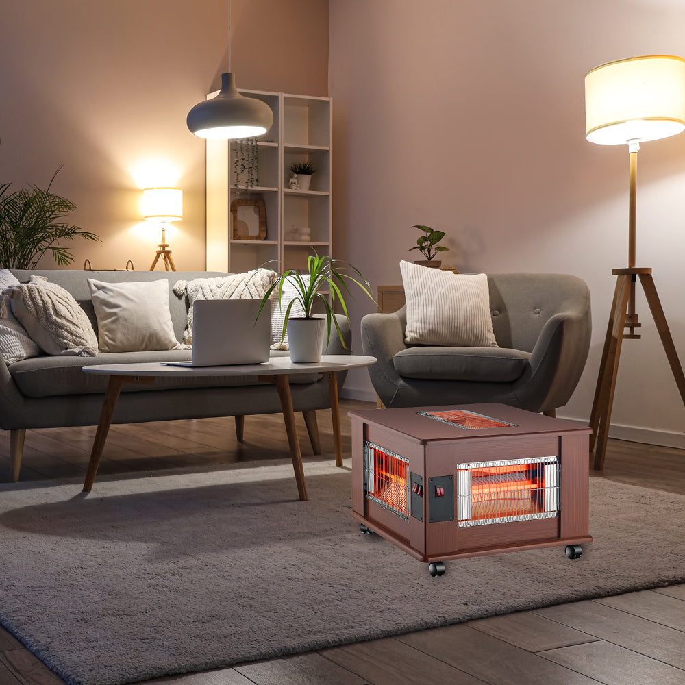 مدفأة كوارتز بتصميم خشبي – 2000 واط مع 5 عناصر تسخين
