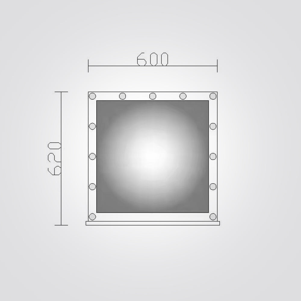 IP44 E27 60*60 ר מראה מרובע נורה +פס לד לבן מוגן