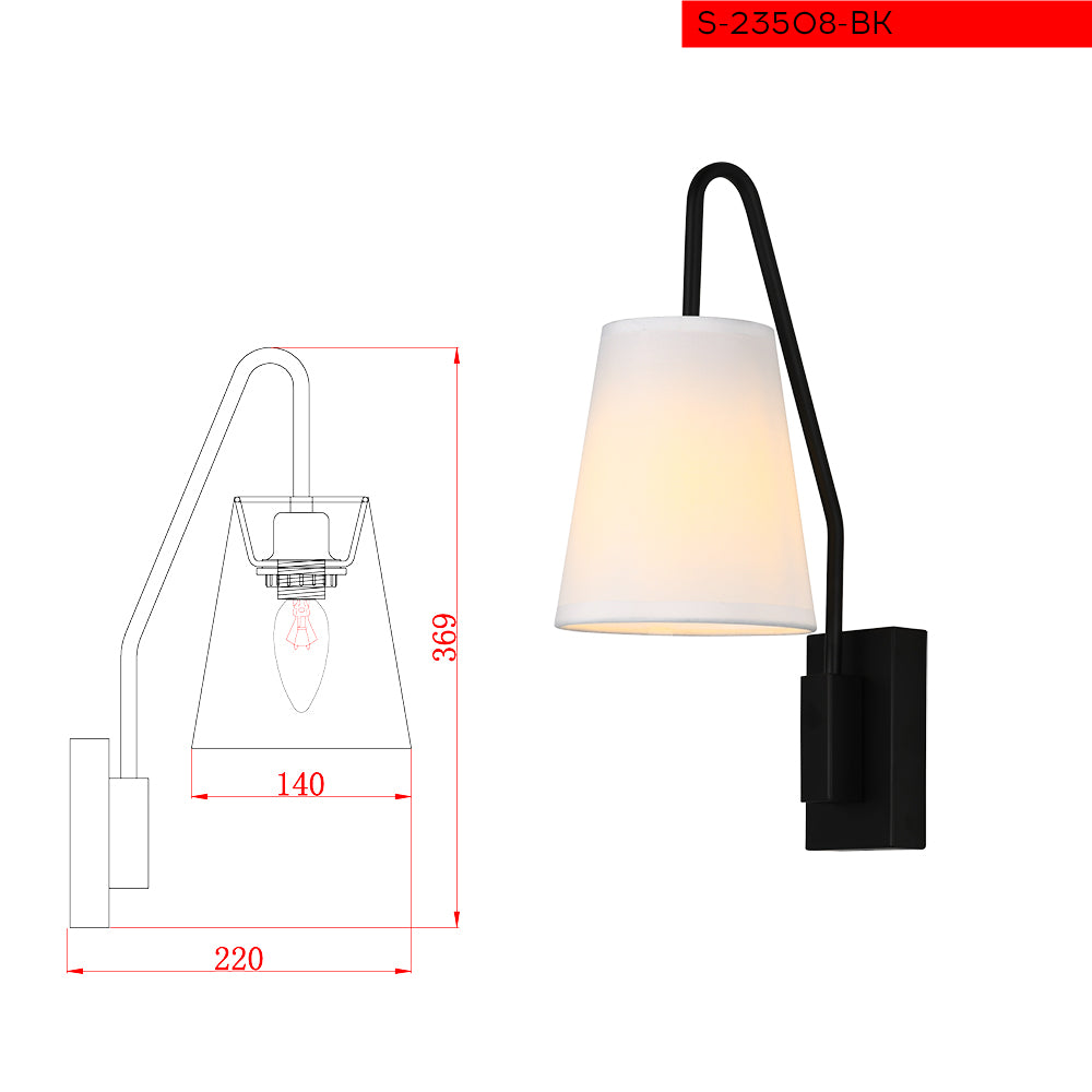 E14 מנורת קיר סטרים שחור