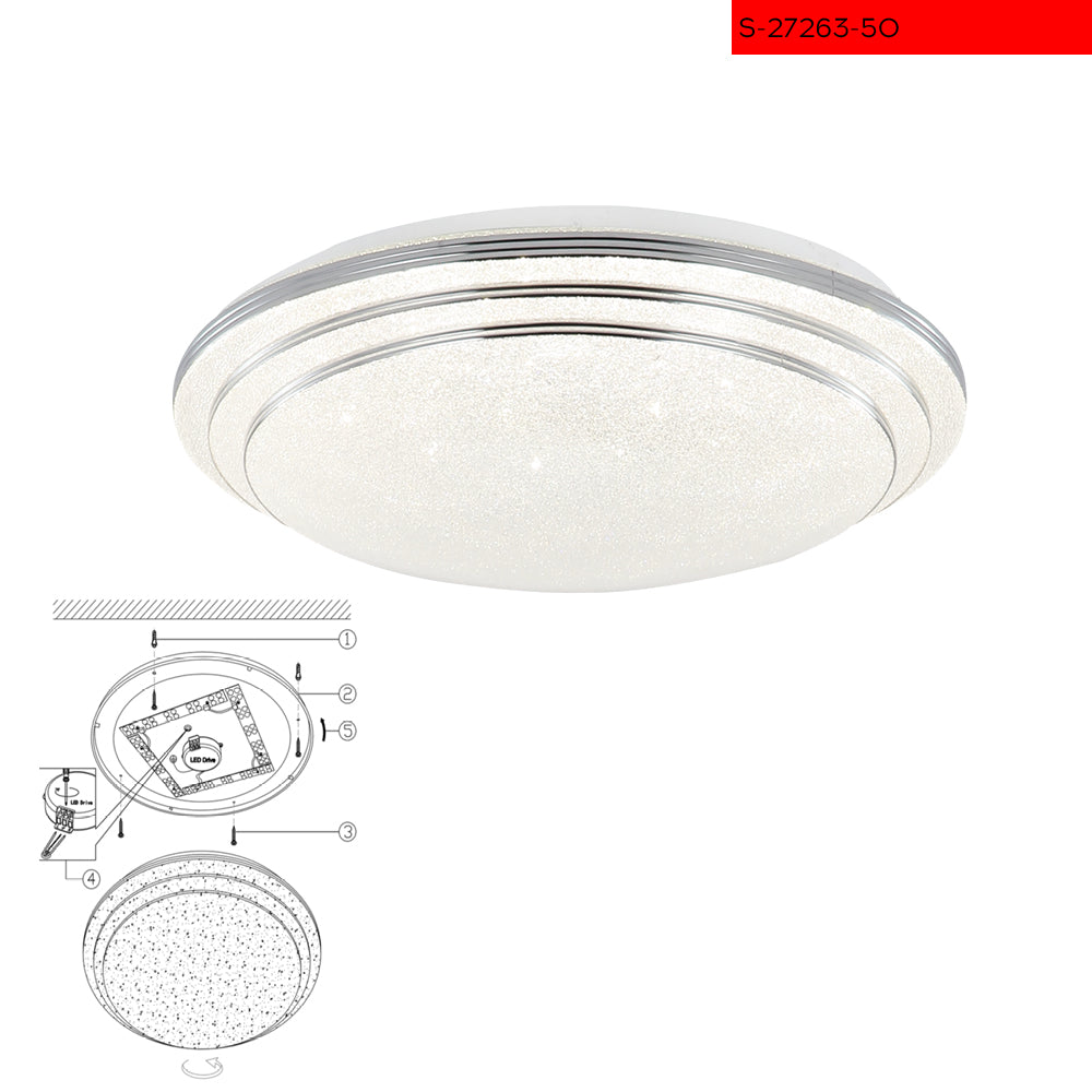 50 CCT צמוד תקרה נעמה לבן  עמעום+שלט קוטר