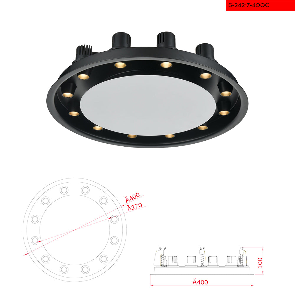 400 30W שקוע לד סילה  שחור    ק