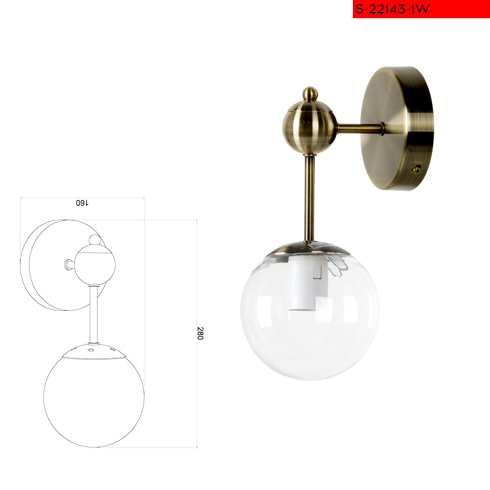 מנורת קיר בועז בודד צבע ברונז ענתיק