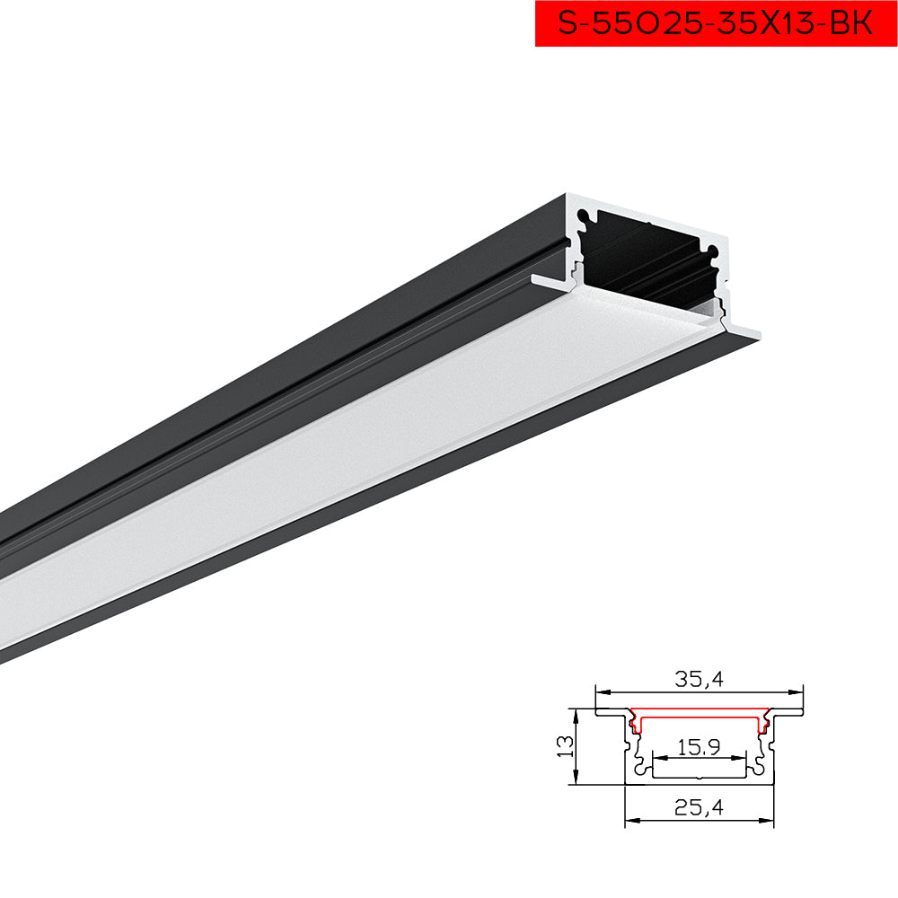 1 35.4X13MM פרופיל שקוע ג.גבס שחור מטר