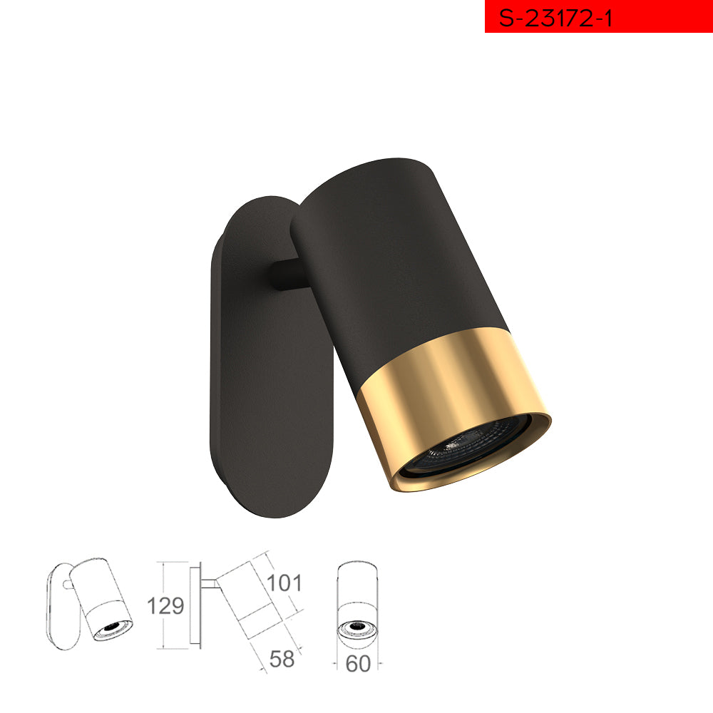 מנורת קיר קרים בודד שחור+פליז