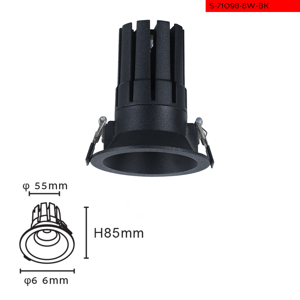 3000K 8W שקוע לאנו לד שחור