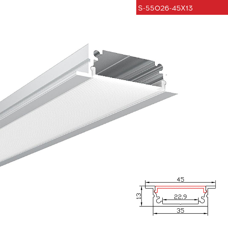 1 45X13MM 2 פרופיל שקוע ג.גבס לבן מטר