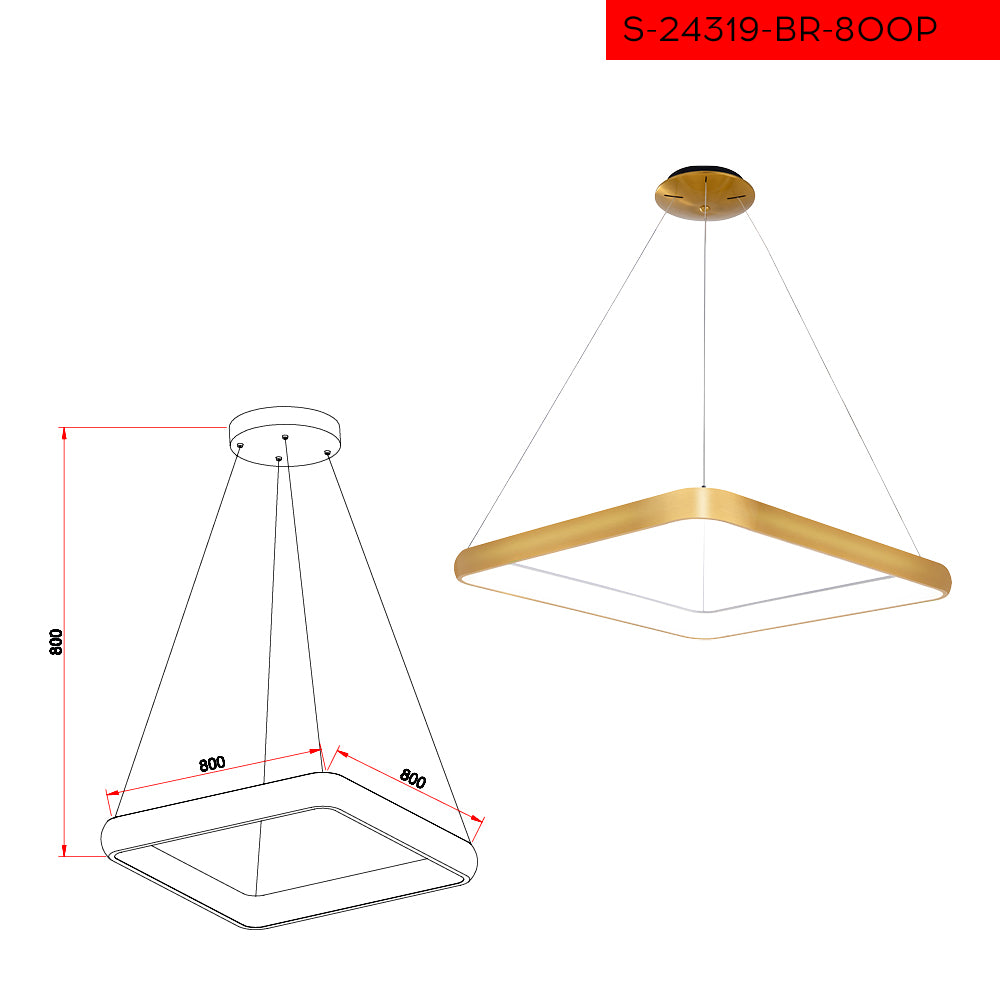 CCT 80CM 96W תליה פלרמו לד קוטר פליז