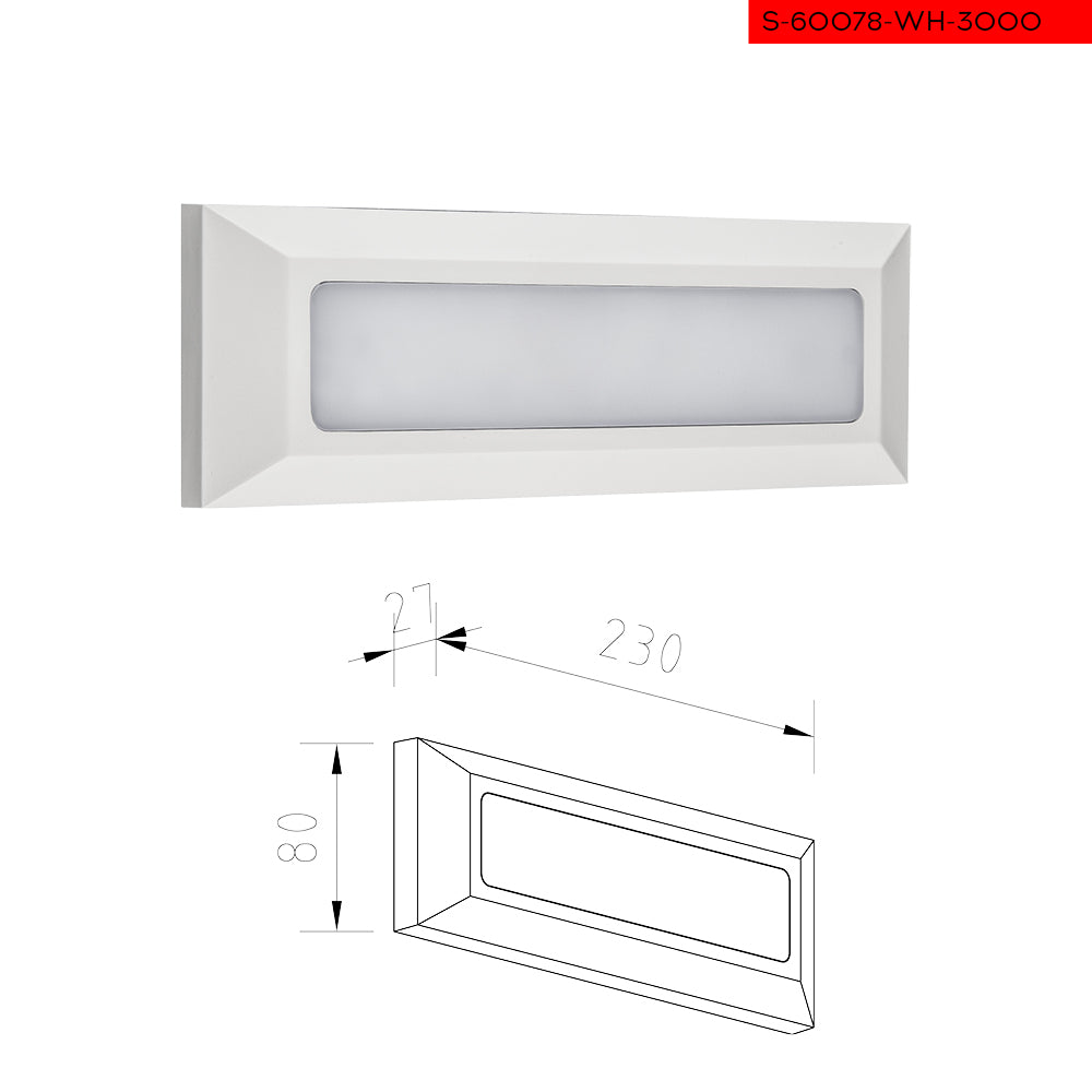 3000K 3W קיר גינה סוף לד לבן