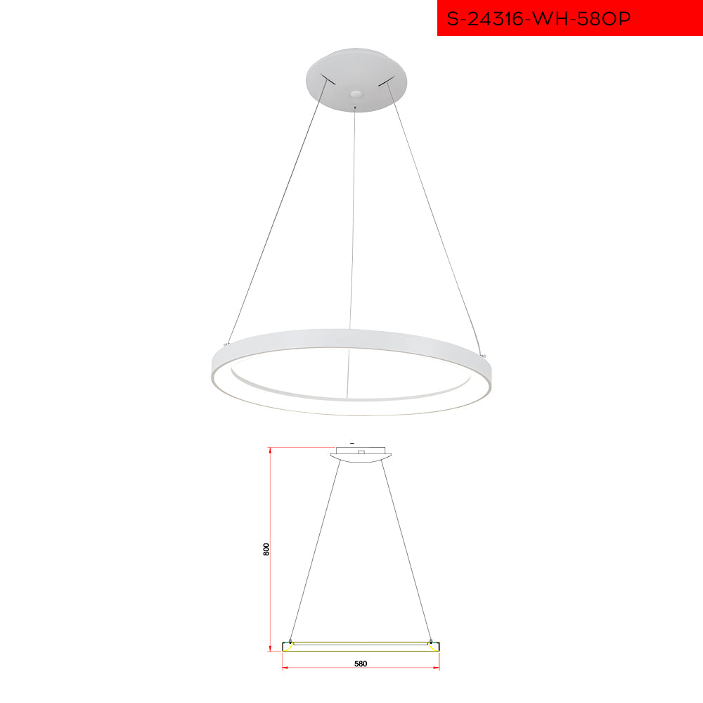 CCT 58CM 80W תליה ורונה לד קוטר לבן