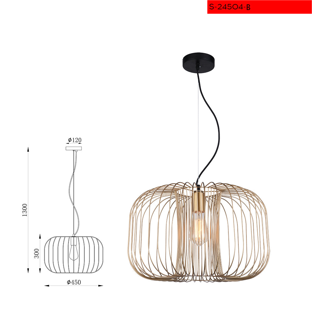 E14 מנורת תליה ספיר זהב