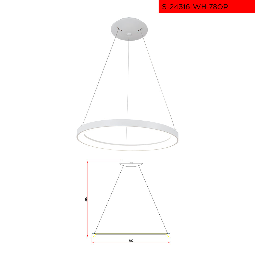 CCT 78CM 100W תליה ורונה לד קוטר לבן