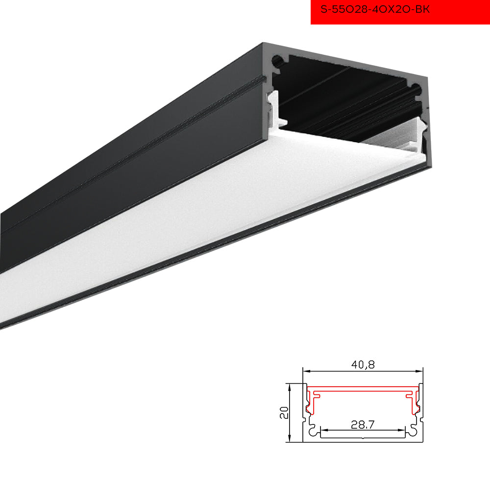 1 40.8X20MM פרופיל חיצוני שחור מטר