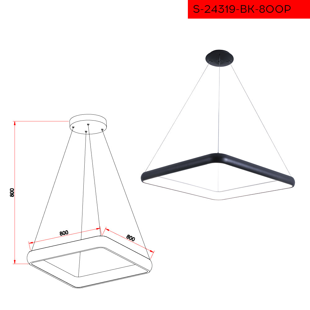 CCT 80CM 96W תליה פלרמו לד קוטר שחור