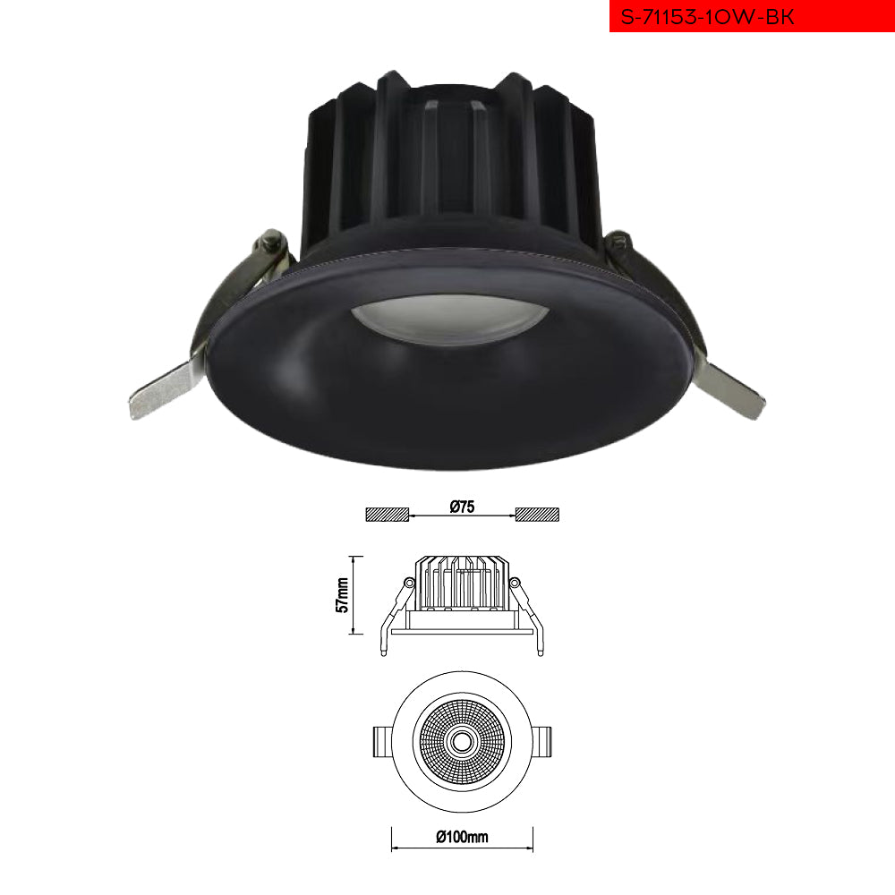 3000K 10W ספוט מיקי שקוע תקרה שחור