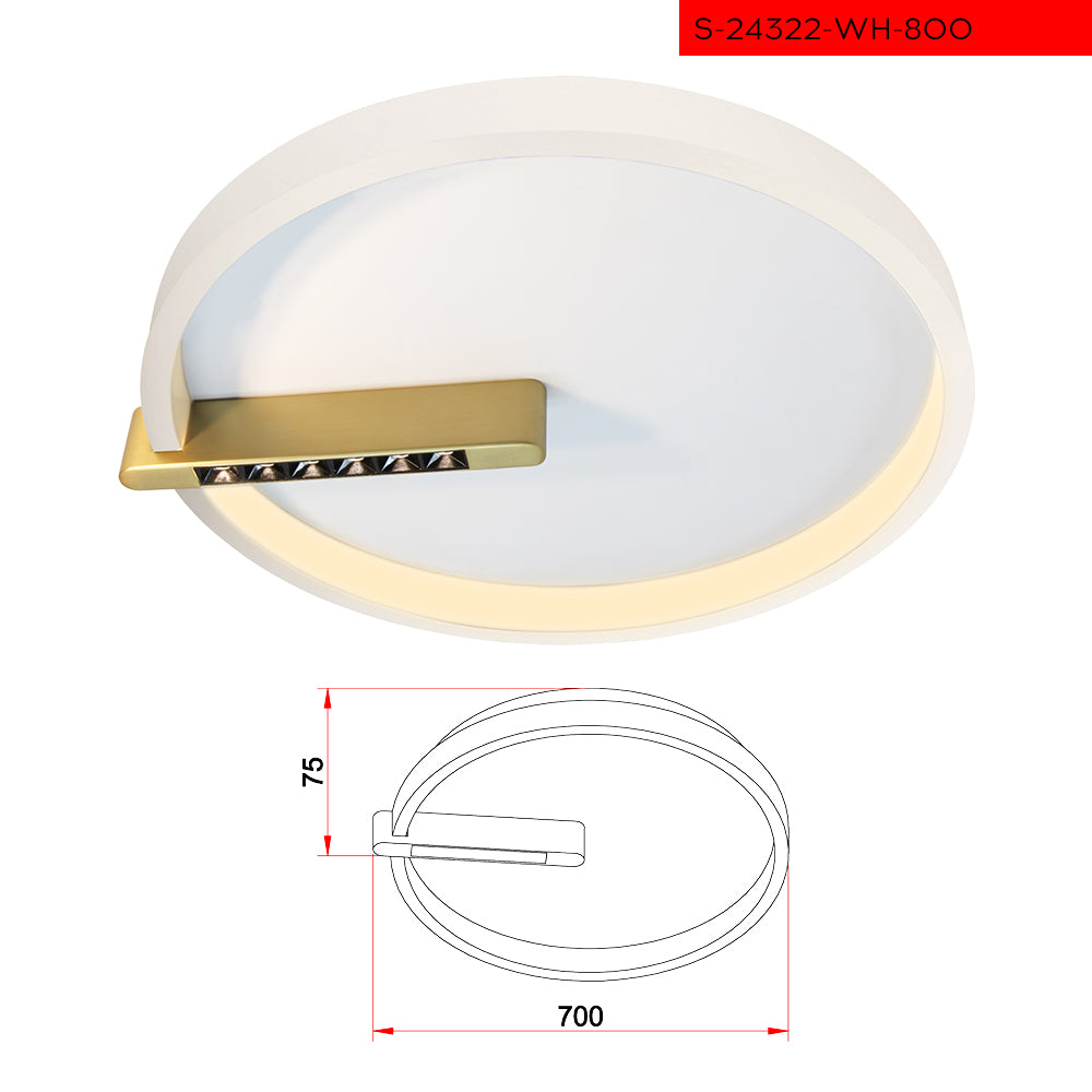 80CM 18W+ 80W צמוד תקרה אורבינו לבן לד לד קוטר