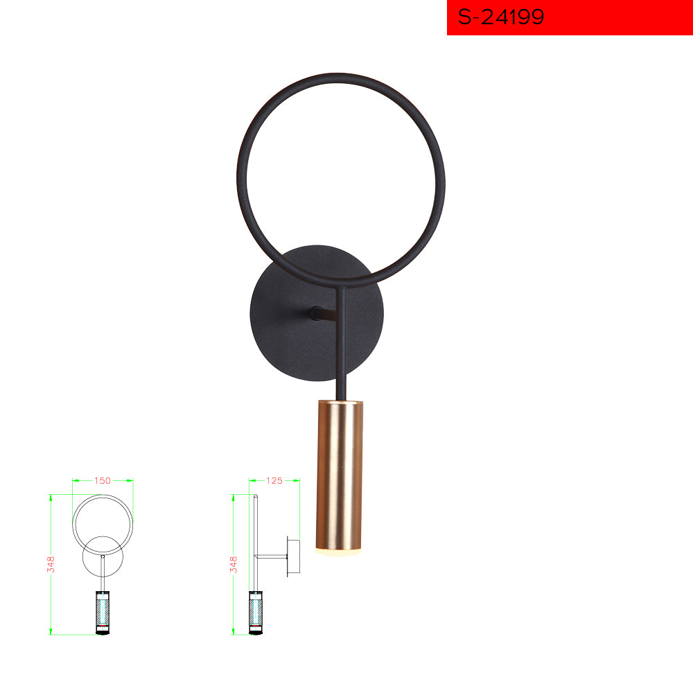 3W קיר סאמי שחור עגול