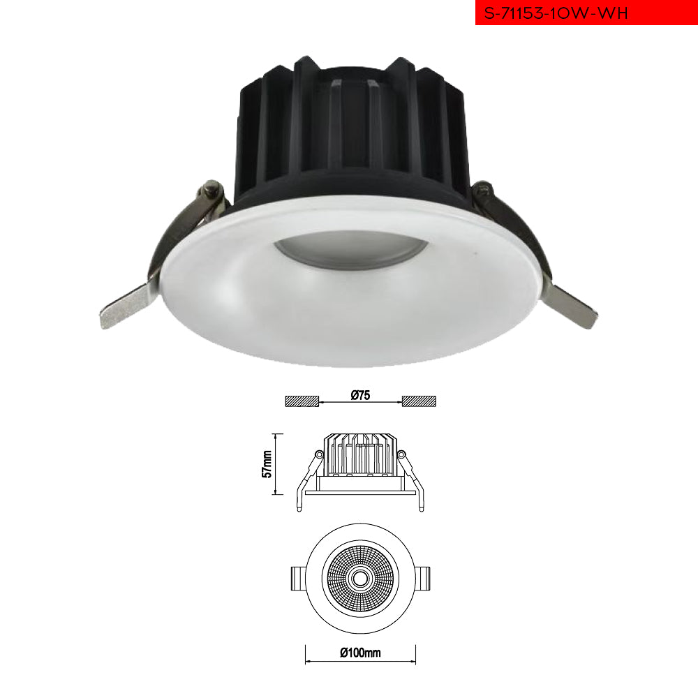 3000K 10W ספוט מיקי שקוע תקרה לבן