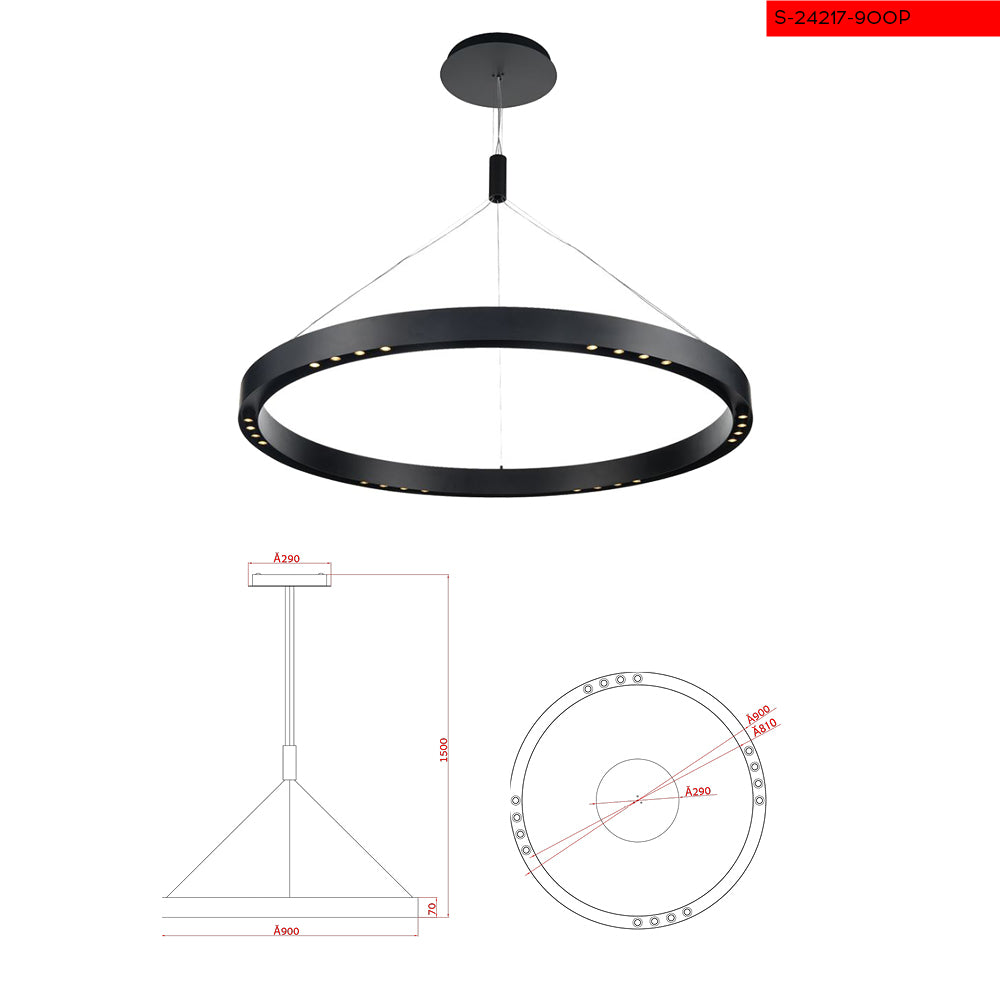 900 45W תליה לד סילה  שחור    ק