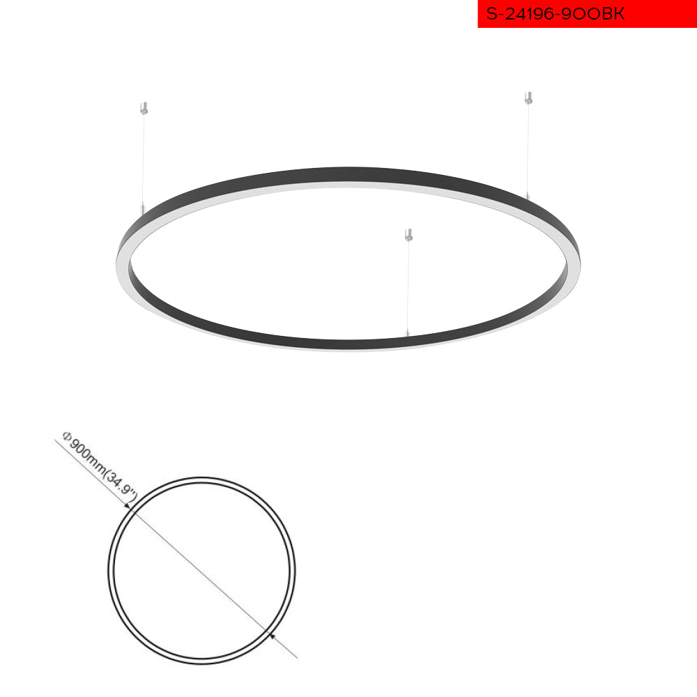 3000K 51W 900MM תליה לרן עגול שחור