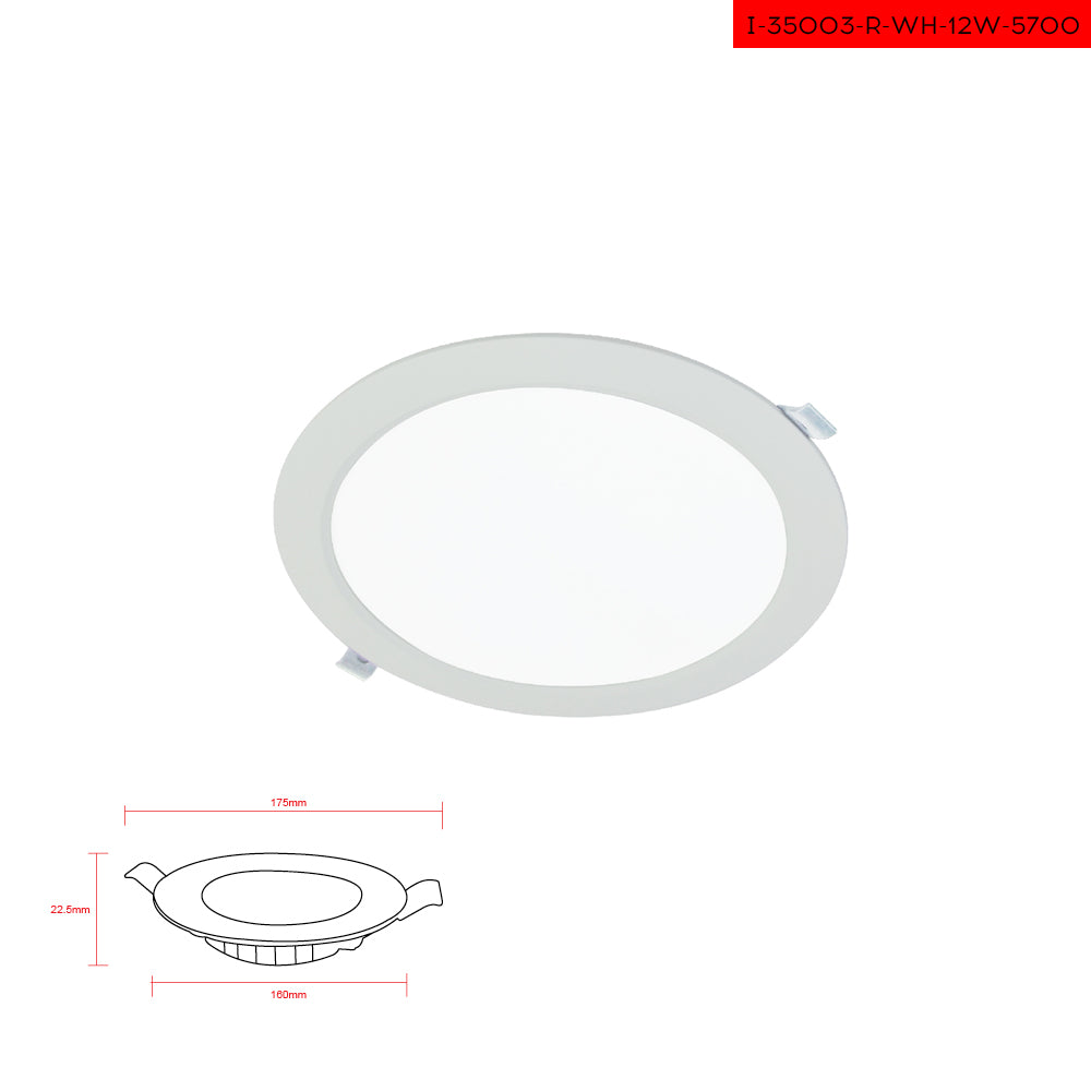 5700 12W פאנל לד שקוע לבן עגול