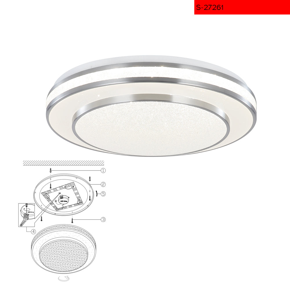 50 CCT צמוד תקרה רגדה לבן  עמעום+שלט קוטר