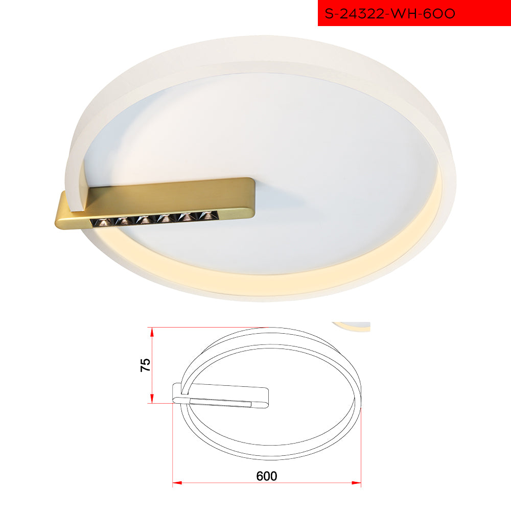 60CM 12W+ 60W צמוד תקרה אורבינו לבן לד לד קוטר