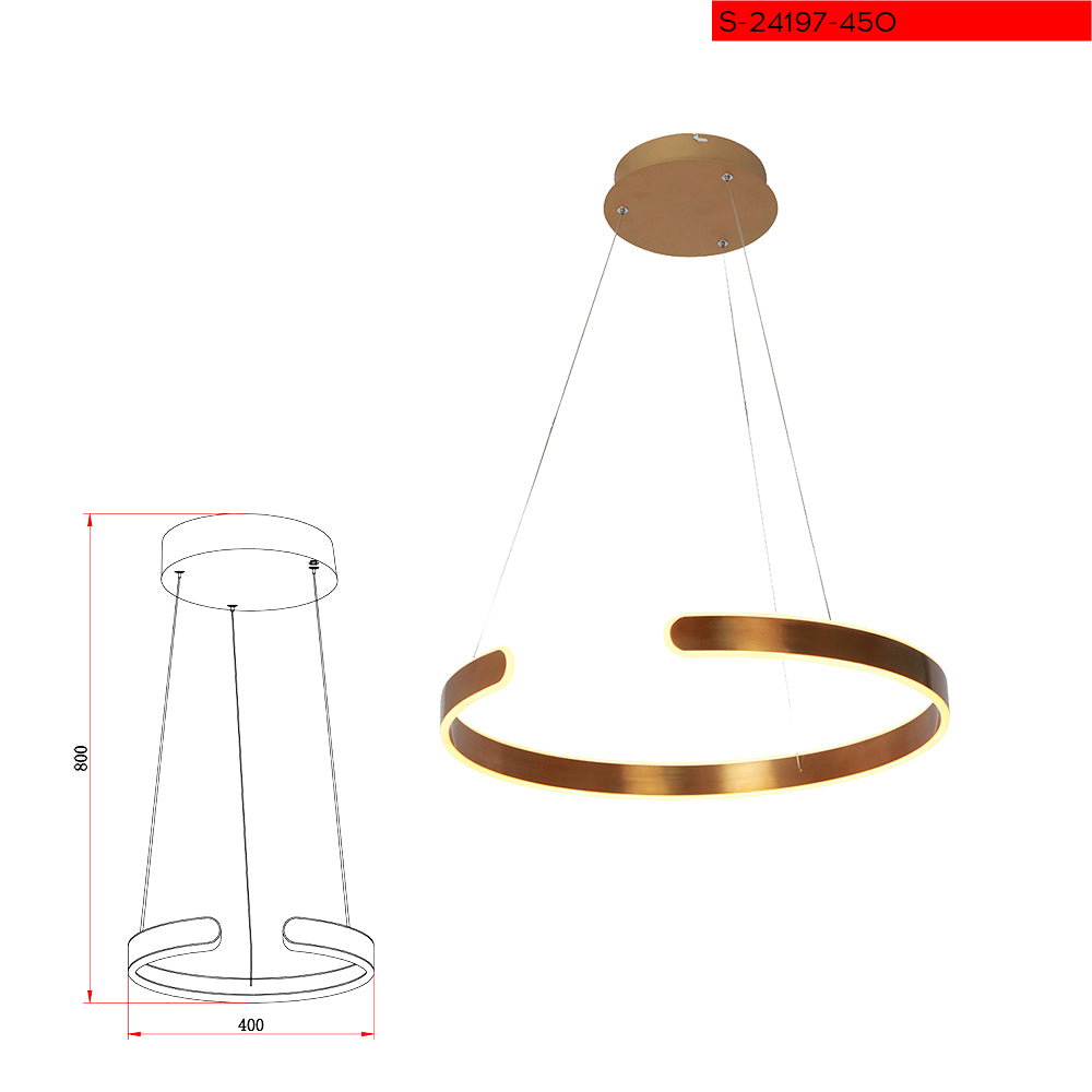 400MM 40W תליה כרם ברונז עגול פתוח