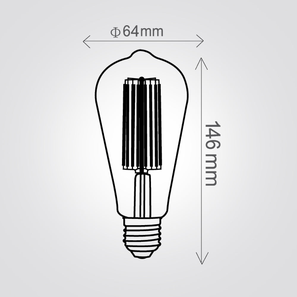 נורת אגס 15W פחם E27 2700K ST64 שקוף