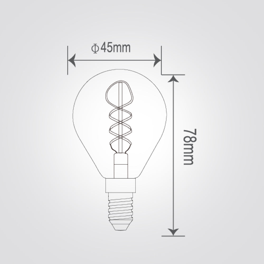 נורת LED דקורטיבית שקוף G45 E14, 4W, 2200K, סליל בצורת "8"