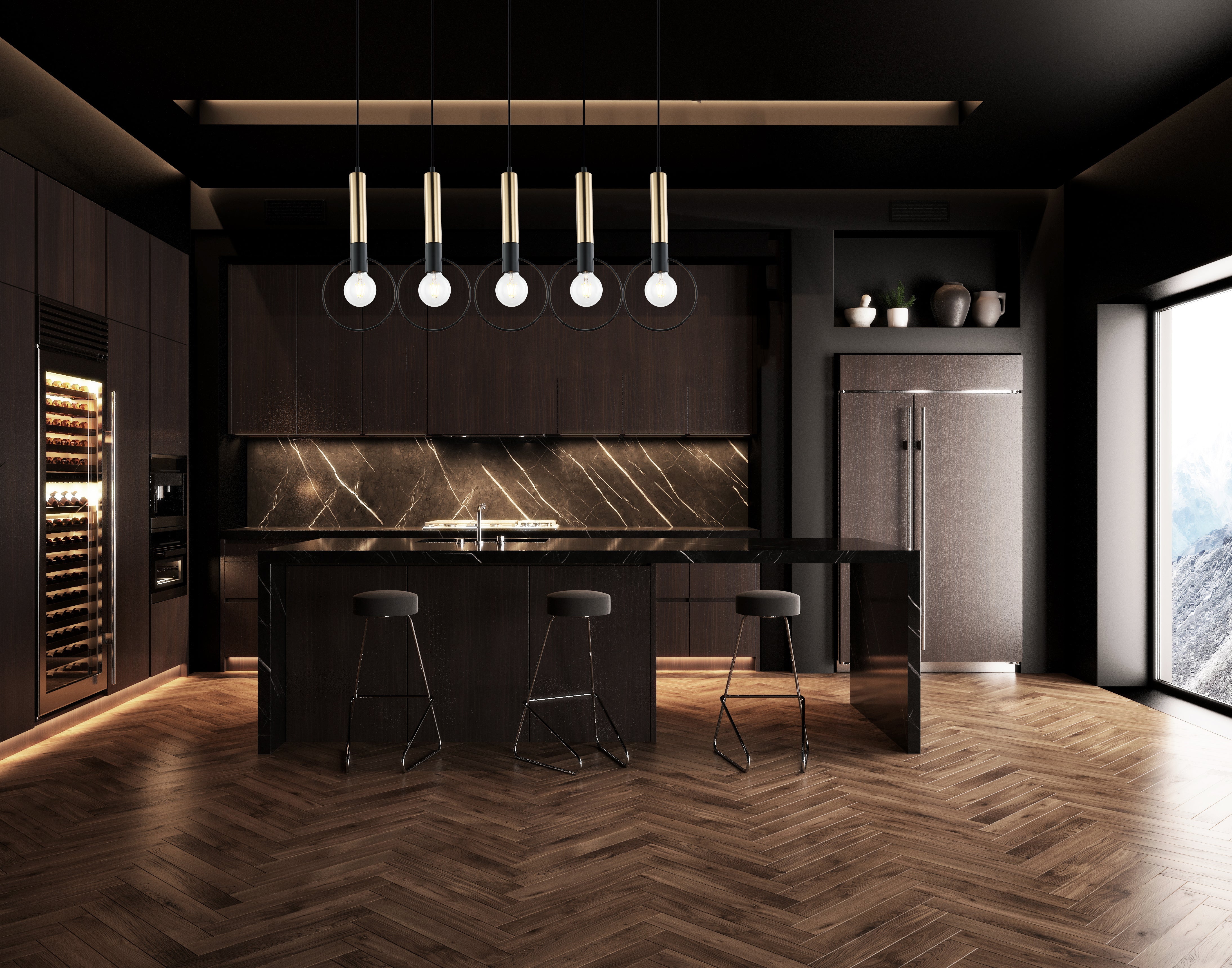 E27 40W MAX מנורת תליה נוקיה בודד שחור