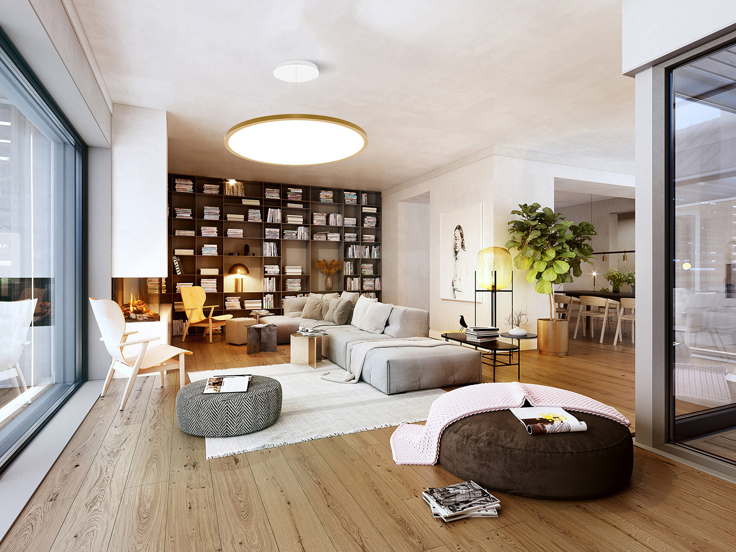 600 56W פנל לד תליה אורן עגול ברונז קוטר