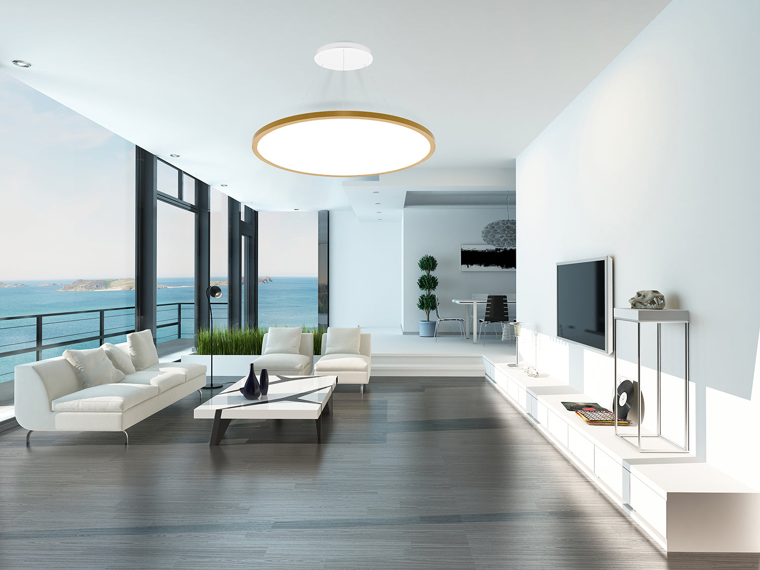 600 56W פנל לד תליה אורן עגול ברונז קוטר