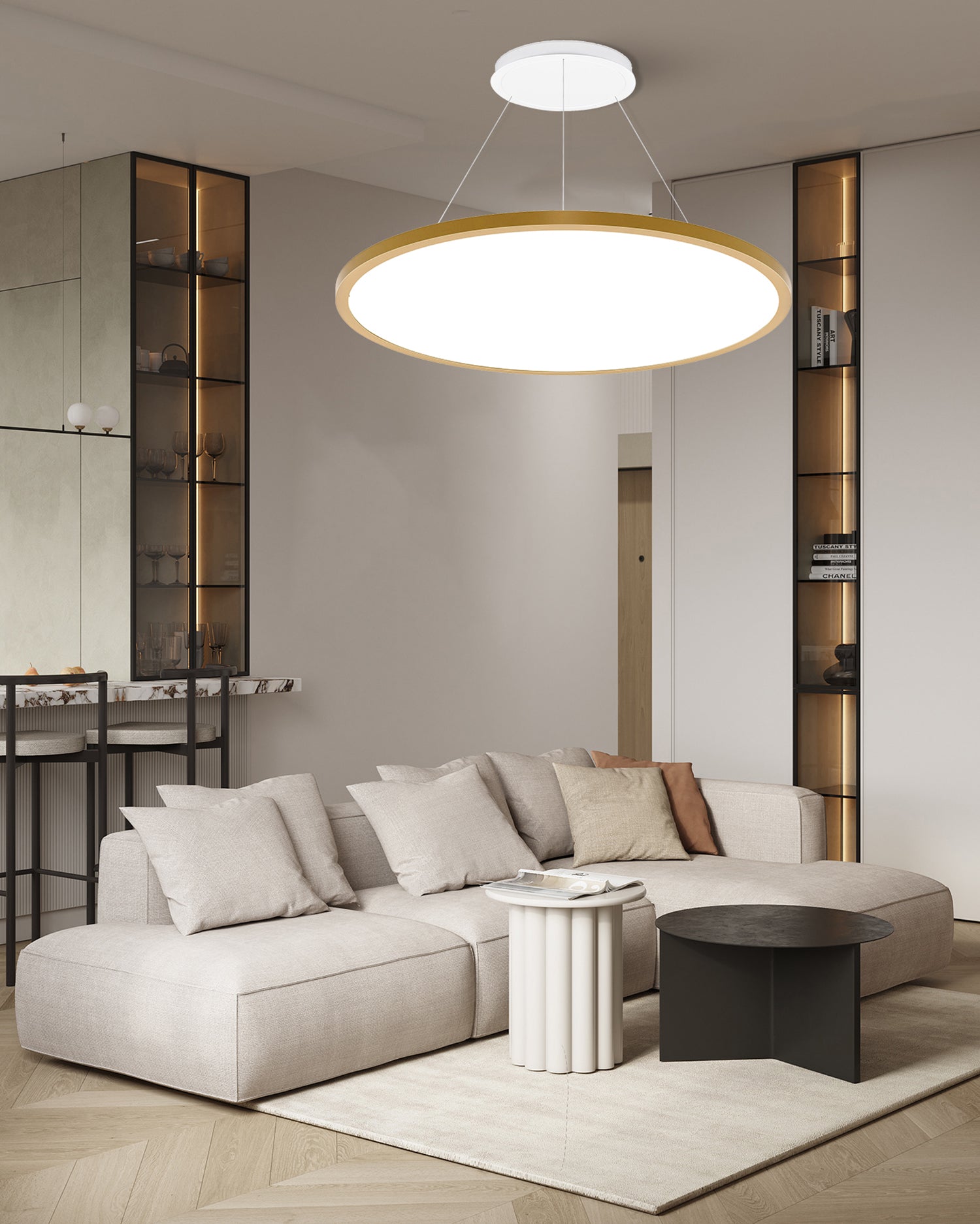 600 56W פנל לד תליה אורן עגול ברונז קוטר