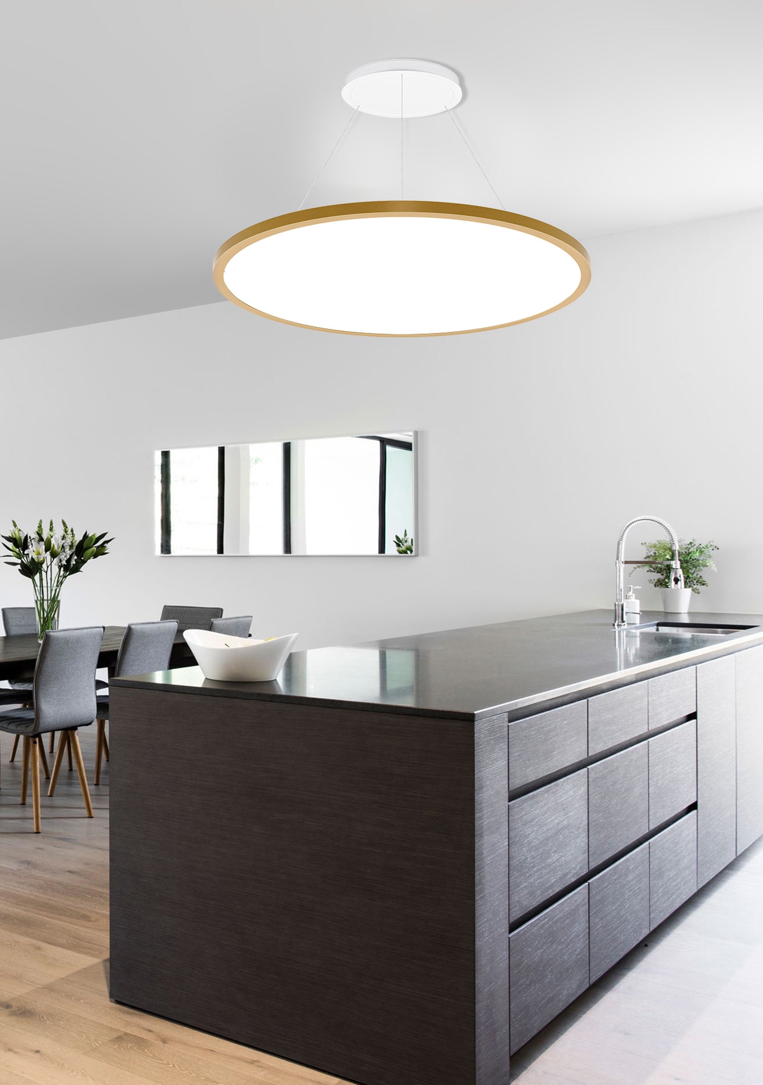 600 56W פנל לד תליה אורן עגול ברונז קוטר