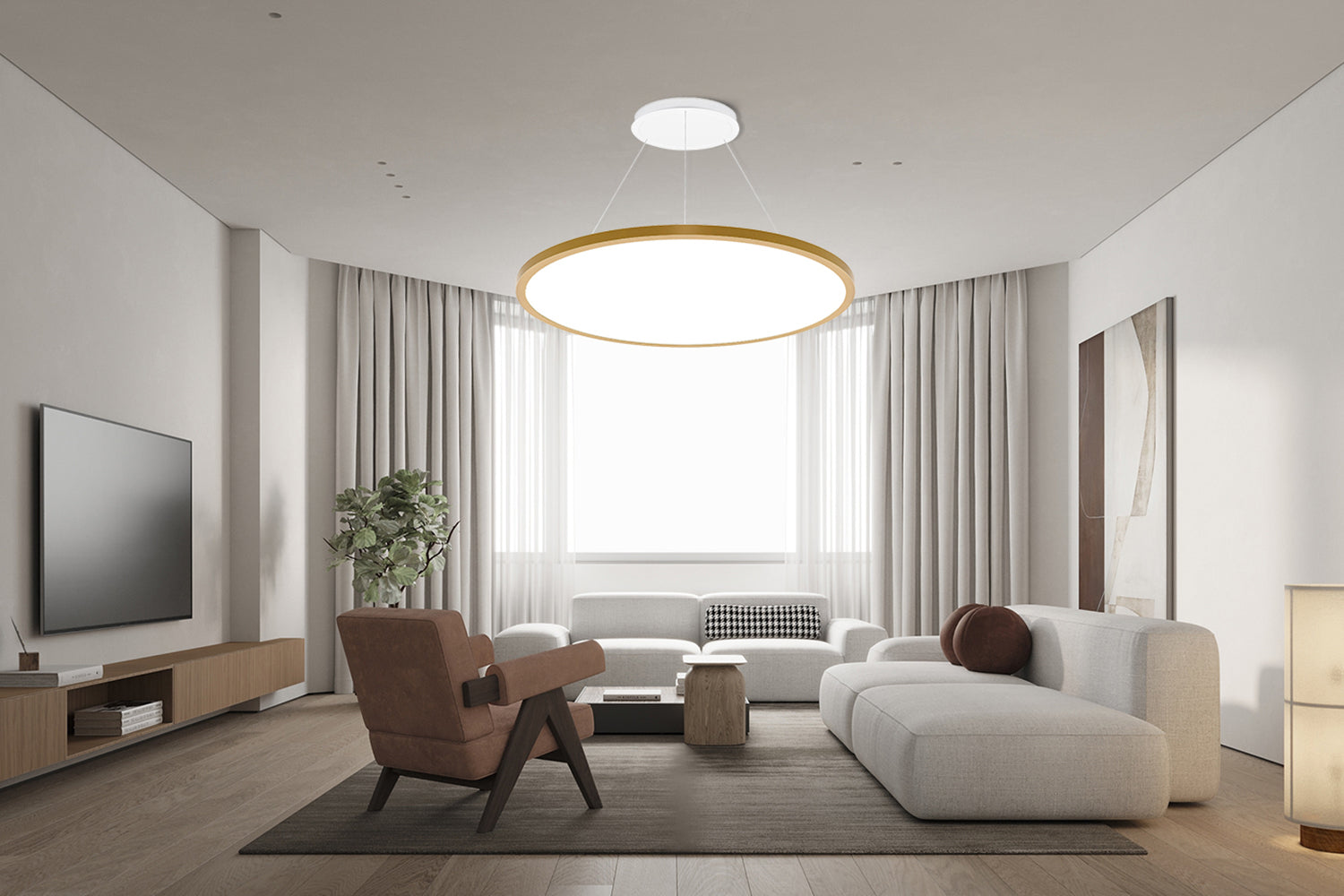 600 56W פנל לד תליה אורן עגול ברונז קוטר