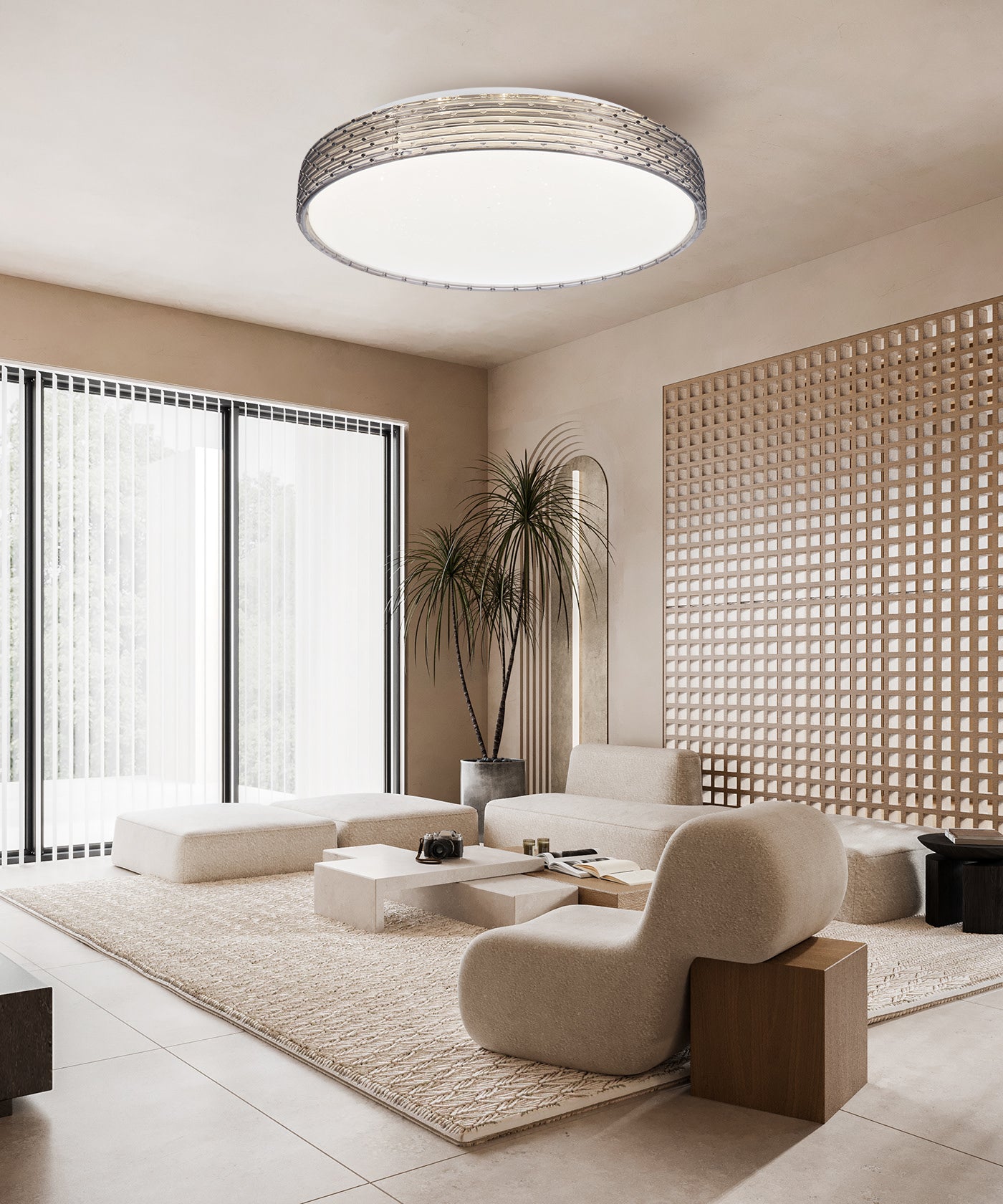 40 CCT צמוד תקרה אולגא לבן  עמעום+שלט קוטר