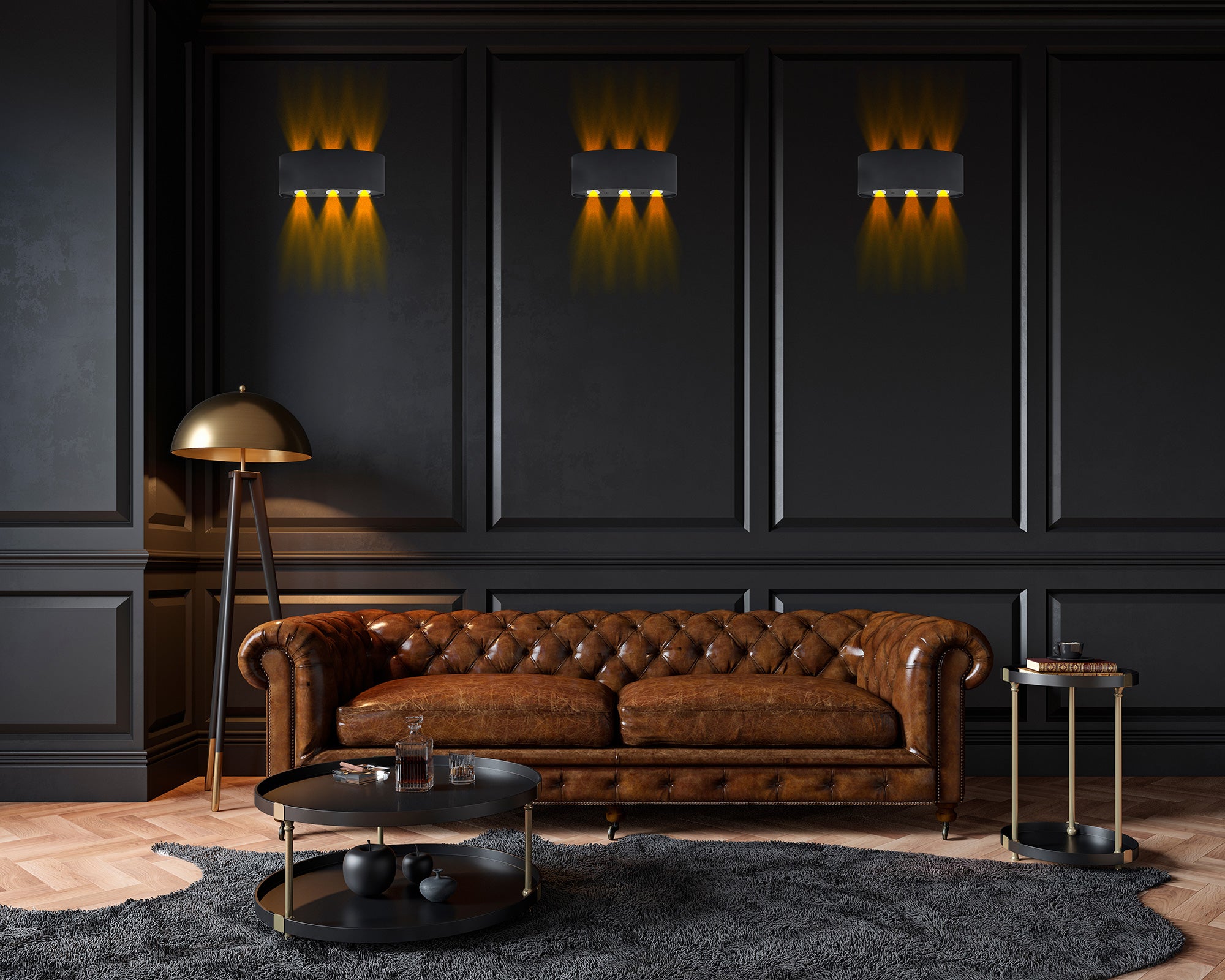 3000K 6W קיר גינה רון לד שחור