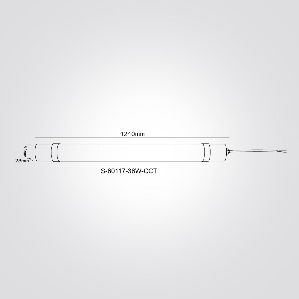 CCT 36W 1.2 פס מ.מים גלשן אורך מטר מפסק בקיר