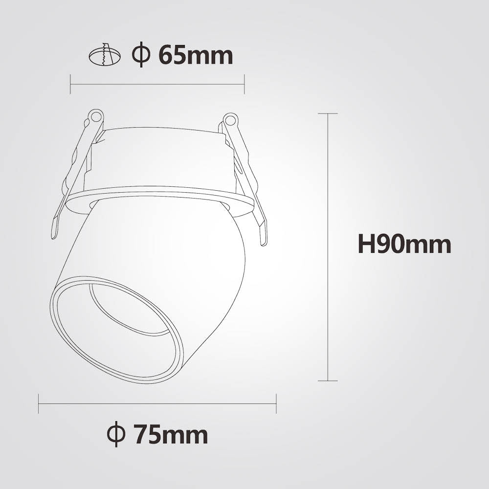 CCT 12W שקוע תקרה לוני שחור