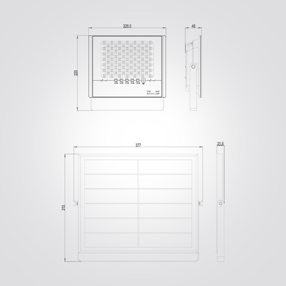 50 פנס סולרי לד,נרין, וואט שחור