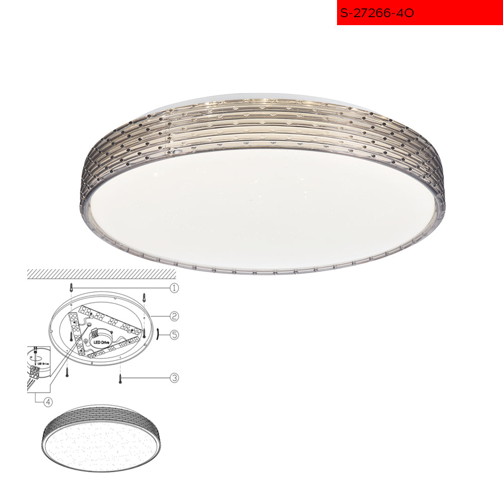 40 CCT צמוד תקרה אולגא לבן  עמעום+שלט קוטר