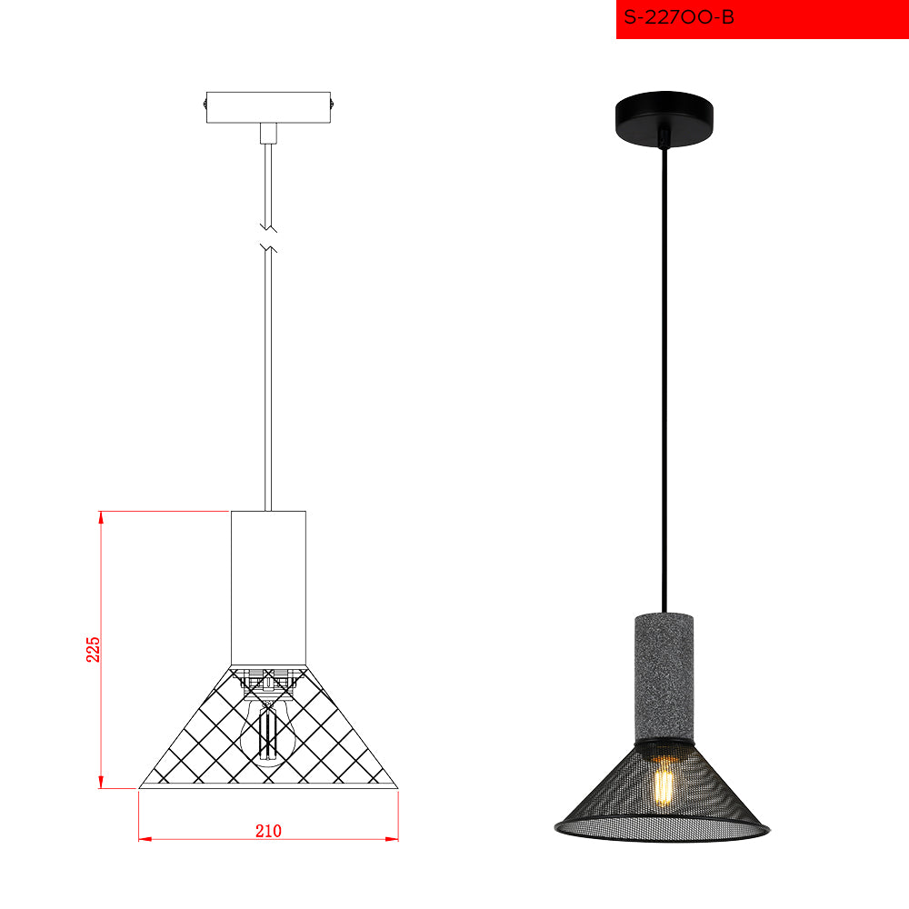E27 B מנורת תליה ספירה נורה