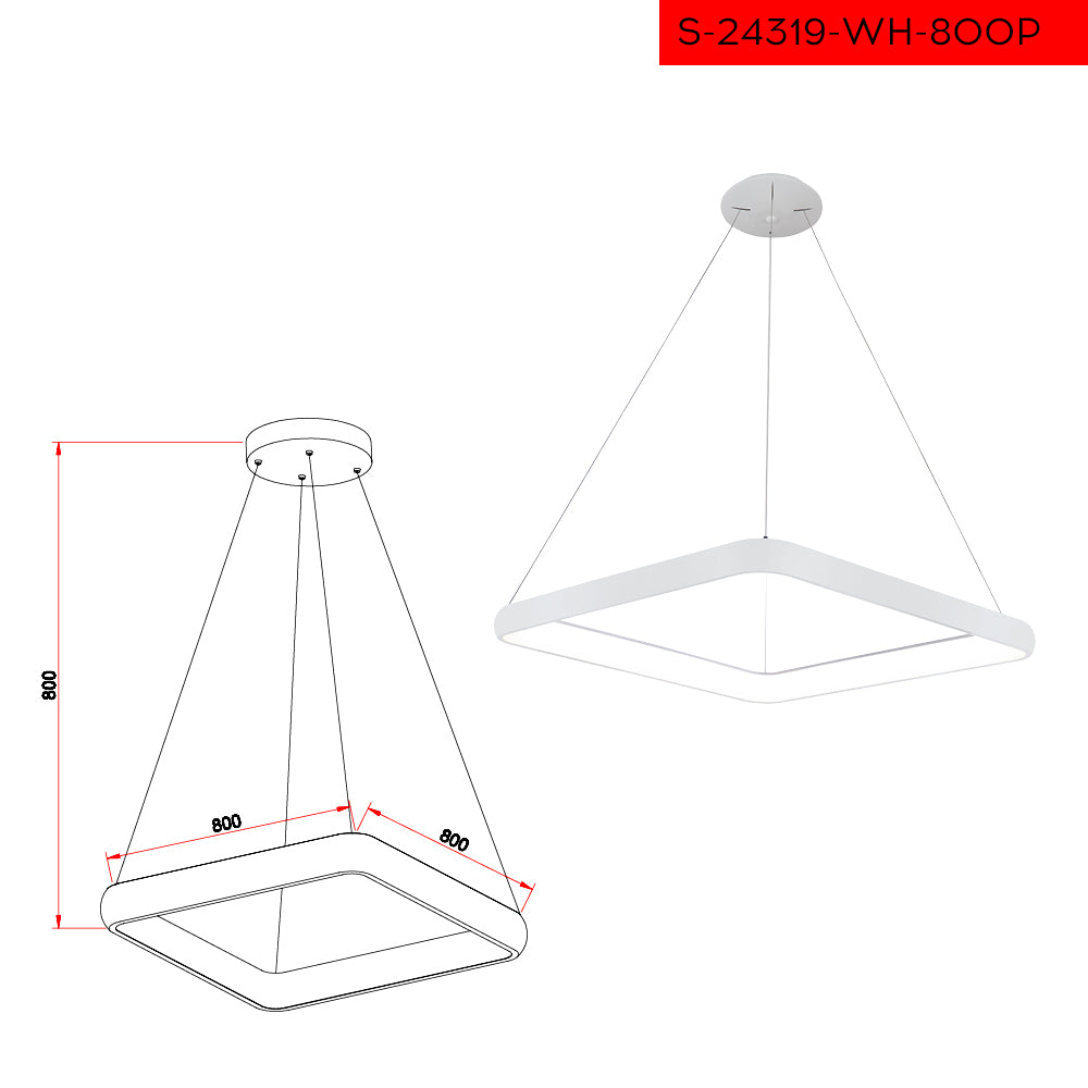 CCT 80CM 96W תליה פלרמו לד קוטר לבן