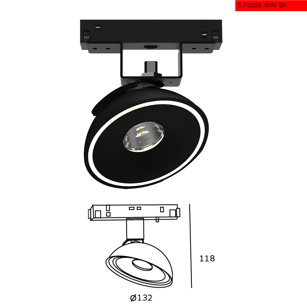 15W 48V ספוט אילא לפס צבירה מגנט שחור