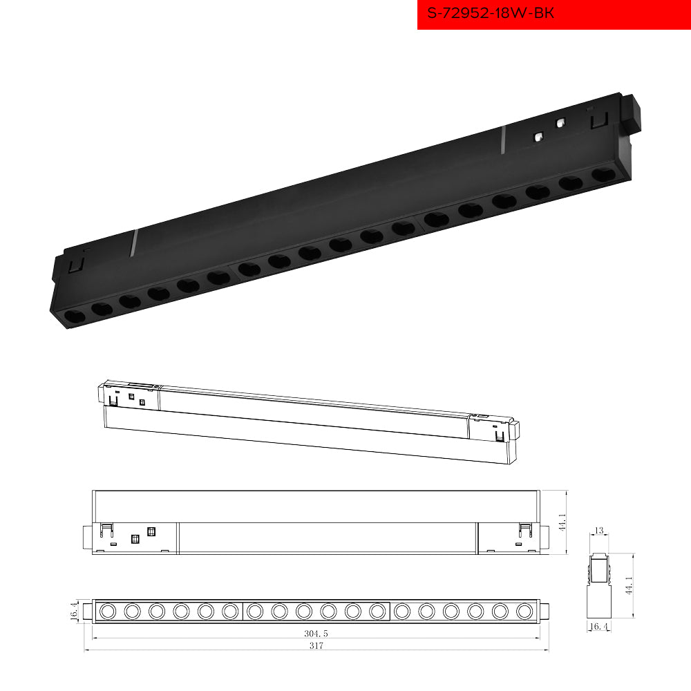 AP 48V 18W 30 פס עיניים למגנט שחור ס"מ