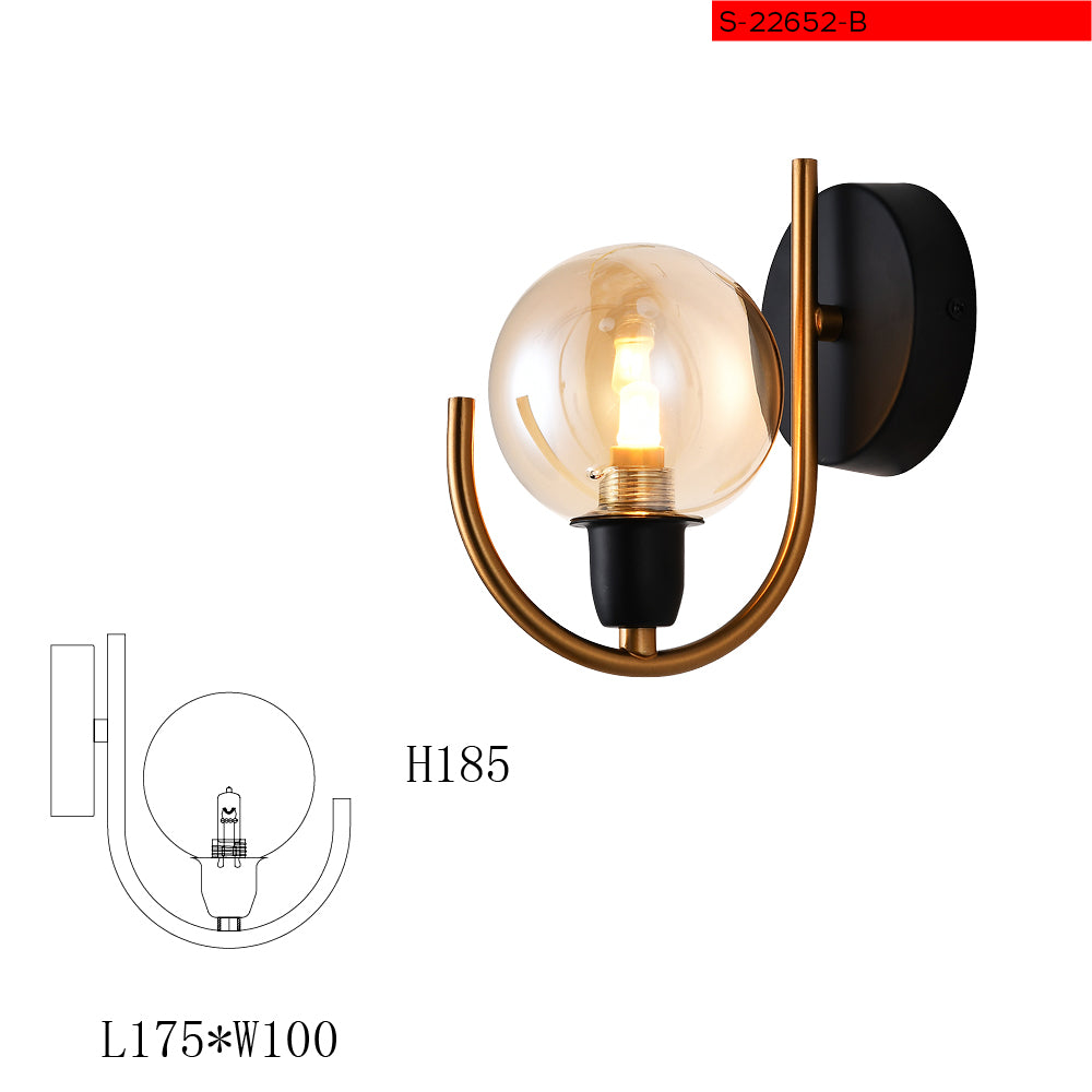 G9*1 צמוד קיר זוהרה צבע שחור ופליז