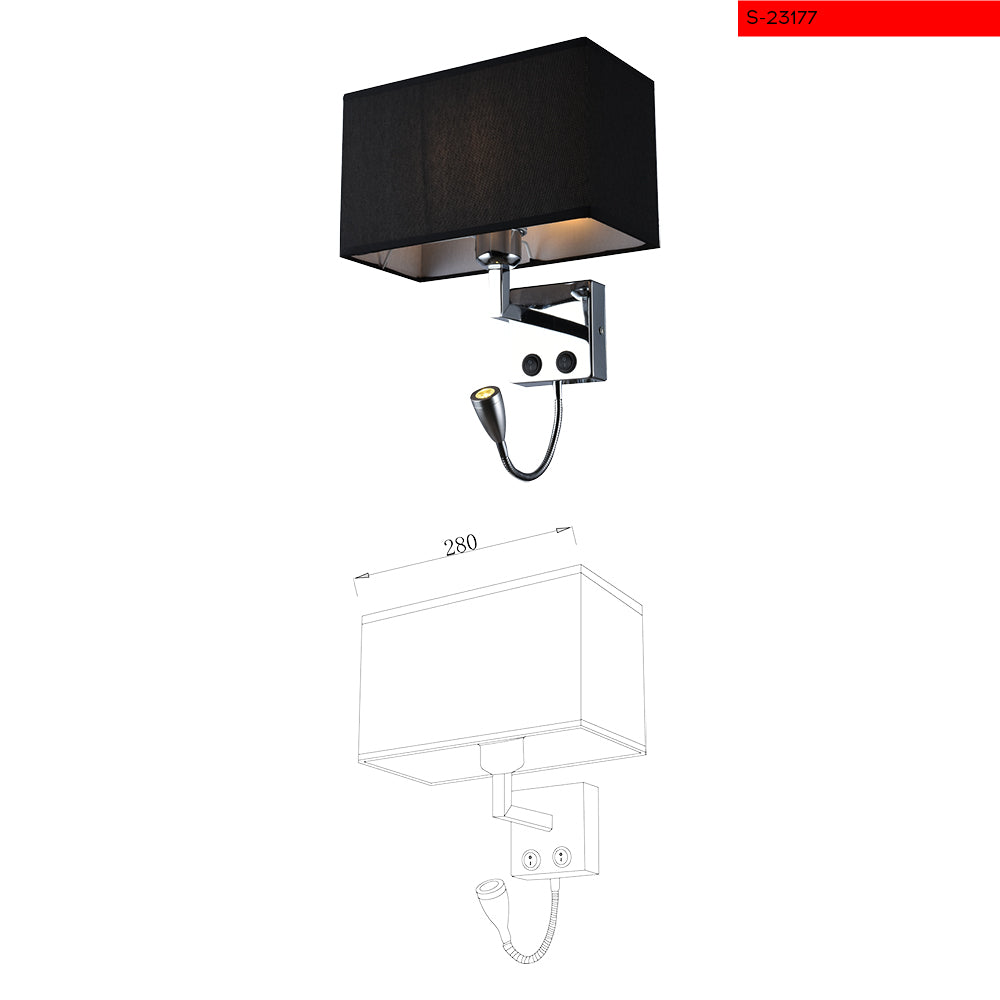 E27 צמוד קיר יוליה עם זרוע לקריאה